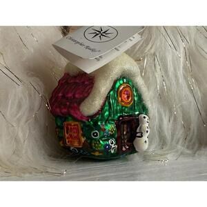 Christopher Radko Snow Cottage House Ornament 1996 Hand-Blown Glass Poland NWT